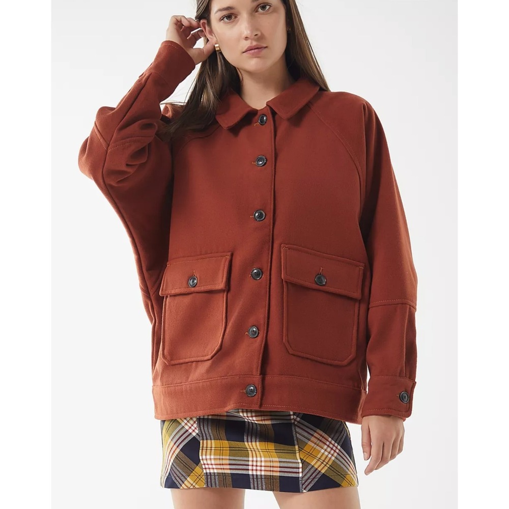 Urban‎ Outfitters Rust Orange Fleece Button Front Utility Jacket Oversized Size